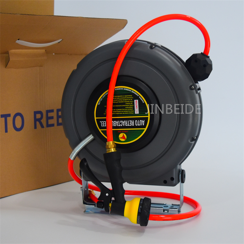 Auto Wall Mounted Automatic Retractable Water Hose Reel ABS Cable Reel 180 Degree Rotation Automatic Water Hose Reel