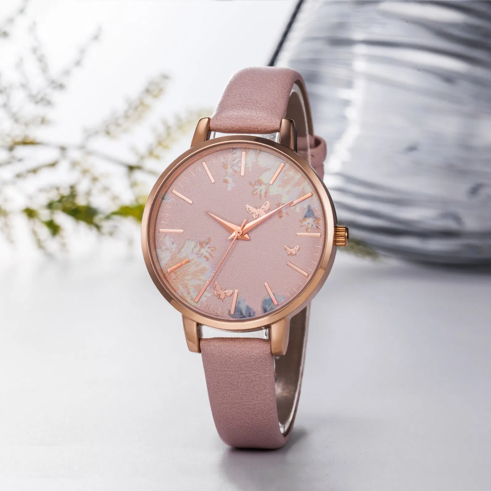 Fashion Ladies Flower Dial Japan Movement OEM Women Watch (WY-17036A)