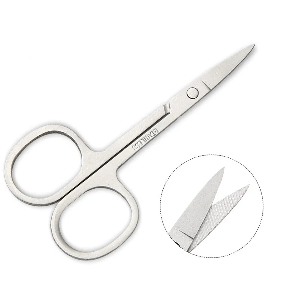 3 Shape Tip Stainless Steel Nose Hair & Beard Trimming Scissors Eyebrow &Eyelash Scissor