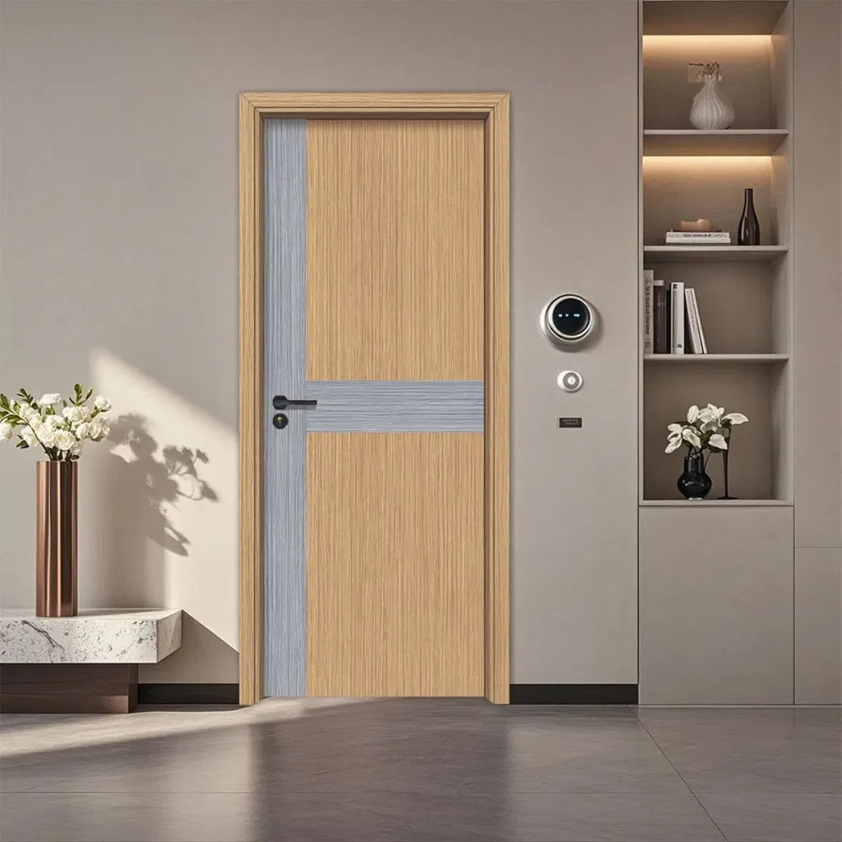 Custom Opening Direction No Glass Finished Wooden Entrance Door