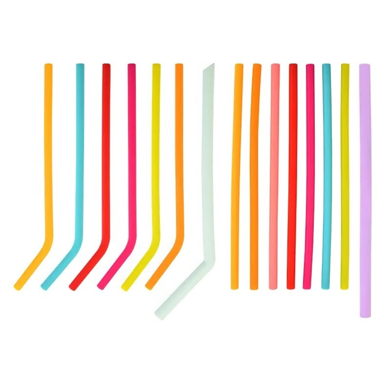 Durable Folding Reusable Travel Silicone Bend Straw Juice Milk Drinking Straws