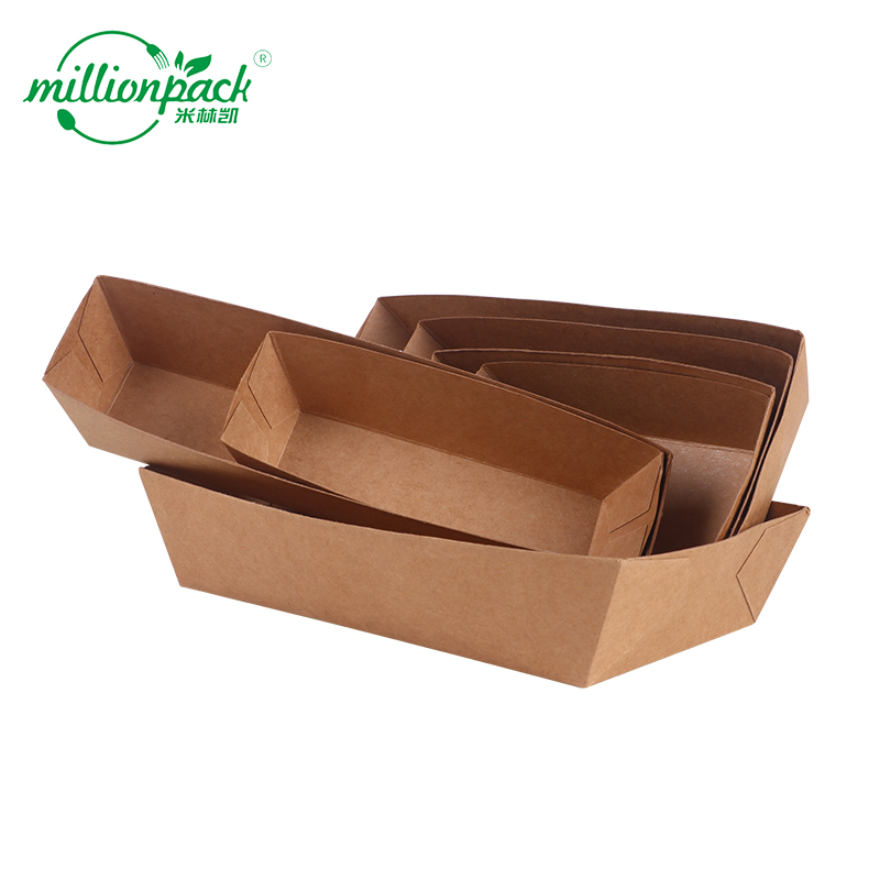 Kraft Paper Tray for Street Food and Snacks Daily Durable Clean Food Use