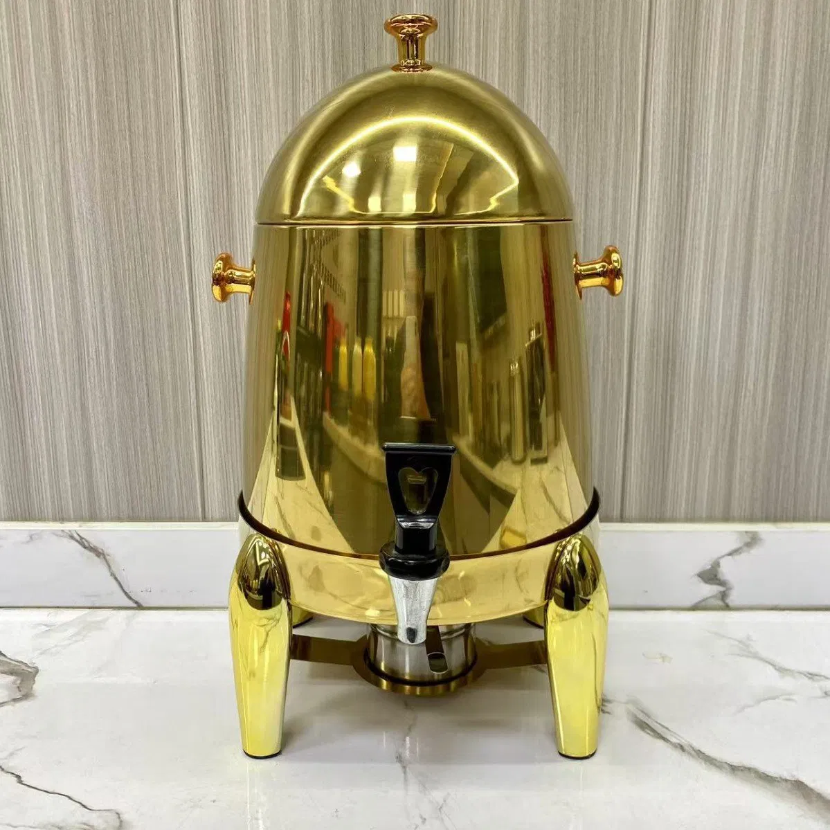 Gold 12L Stainless Steel Visible Juice Dispenser PC Barrel Coffee Urm