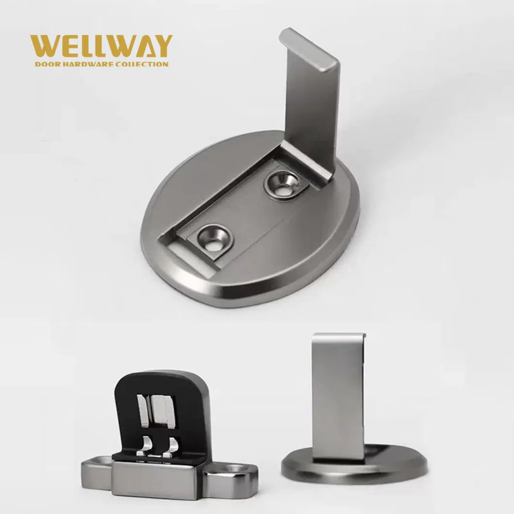 Gunmetal Grey Zinc Alloy Magnetic Door Stopper with Modern Curved Housing and Stable Floor Base for Wood Doors OEM Supplier-Ds-02-023
