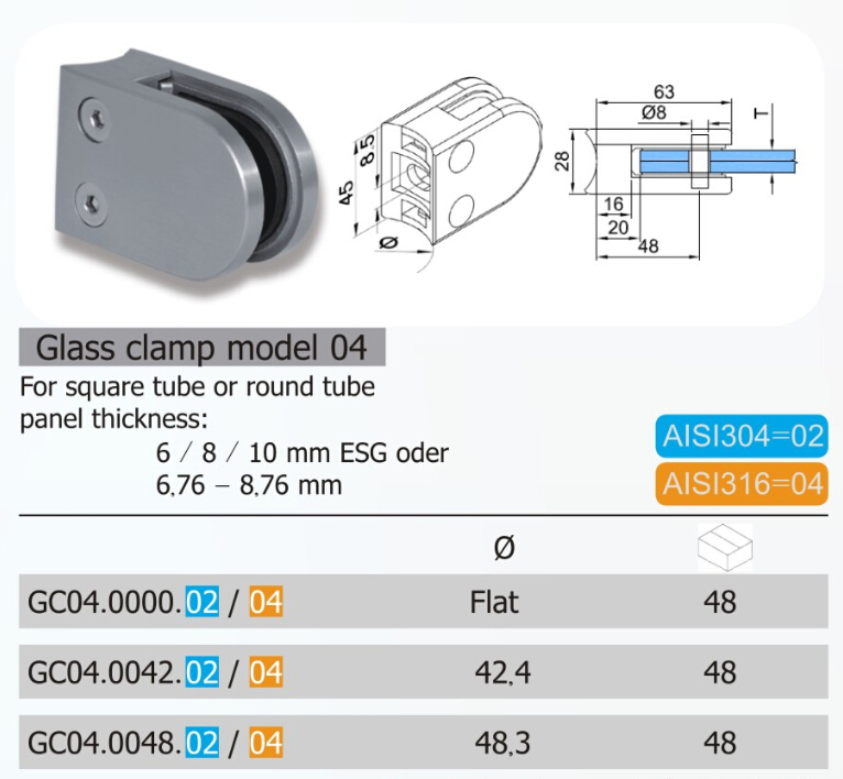 D Type Stainless Steel Shower Hinge Glass Hinge (GC04.02/04)