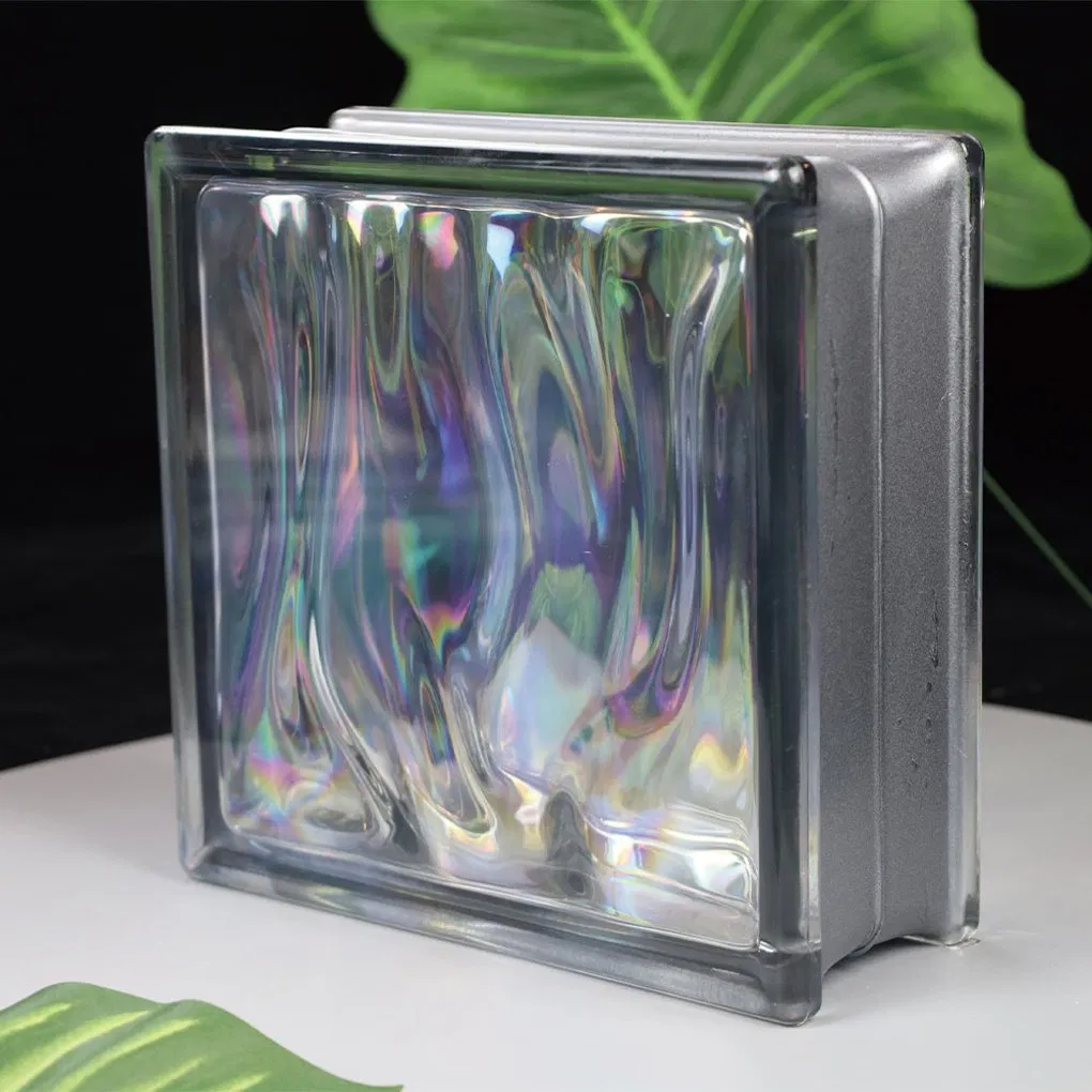 Magical Holographic 190*190*80mm Yellow Glass Blocks for Shopping Mall Interior Design