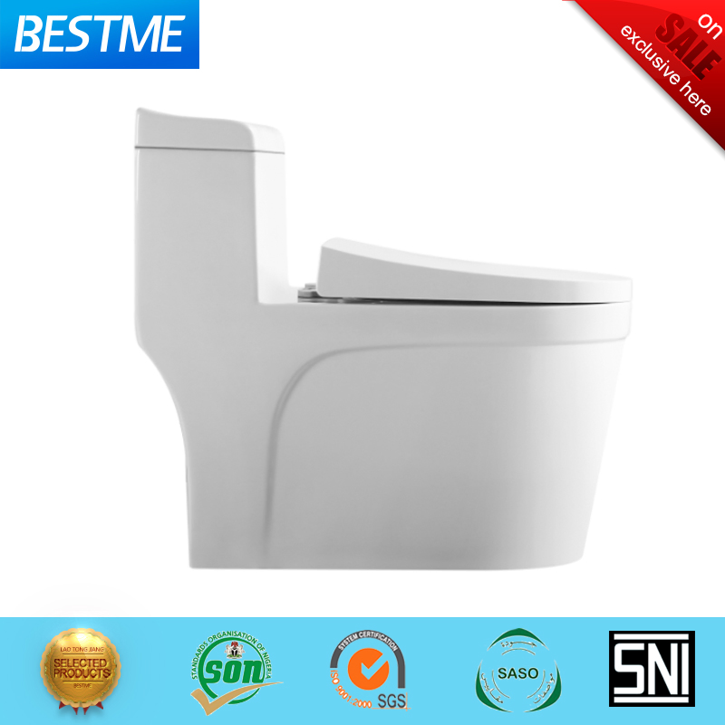 Foshan Bestme Brand One Piece Soft Close Cover White Glazed Easy Clean Ceramic Toilet (BC-1313)