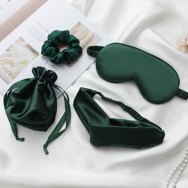 Luxury Satin Sleep Set-Eye Mast Scrunchie Headband Gift Pouch