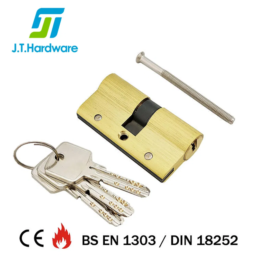 CE Fire Rated European Security System Wooden Door Hardware 12pins Anti Snap Cylinders Double Turn Solid Brass Double Keys Anti Snap Mortise Cylinder Lock