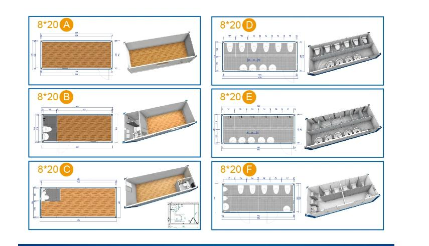 Modular House Prefabricated 20FT Flat-Pack Prefab Container House Toilet Container Home