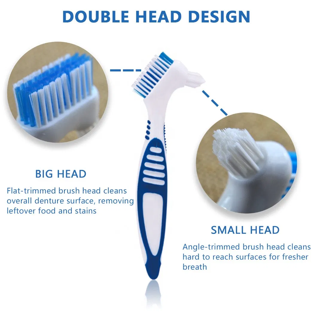 False Teeth Denture Brushes with Double Sided Denture Cleaning Toothbrush