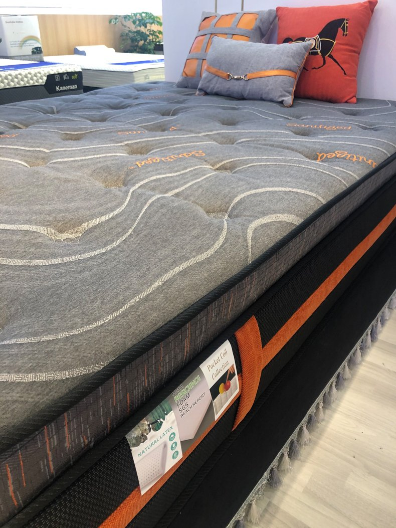 Colchon 34cm Anti-Mite Comfortable Fabric Vacuum Roll up Pocket Spring Mattress in a Box