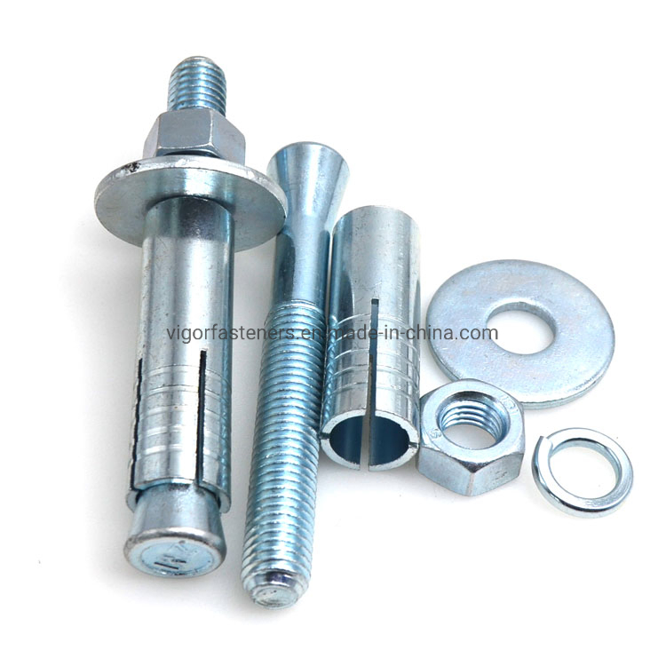 White Zinc Plated Chemical Anchor Bolt Carbon Steel Expansion Mechanical Bolt Cone Bolt Sleeve Anchor for Building Construction