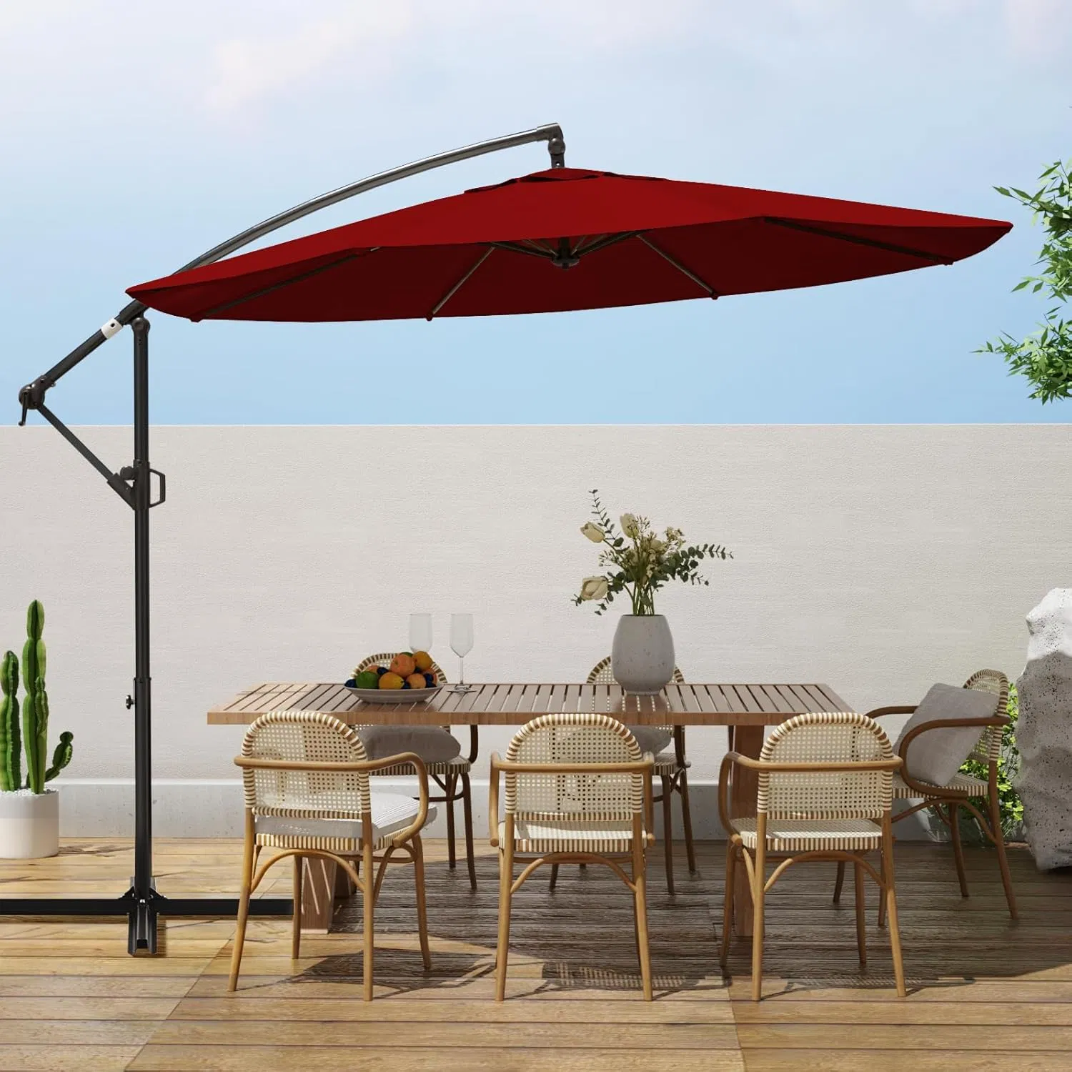 8-Foot Luxury Bohemian Courtyard Tassel Vintage Beach Umbrella Wooden Pole Cotton Canvas Woven Logistics Suhai Beach Umbrella