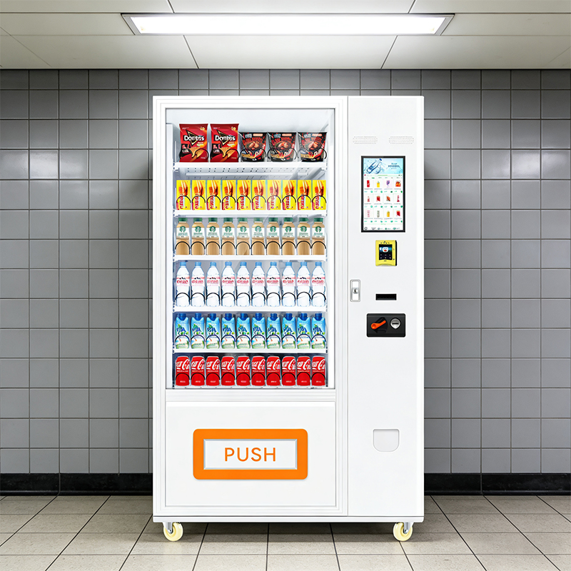 Smart Refrigerated Vending Machine with Touchscreen Cash Coin Card Payment System