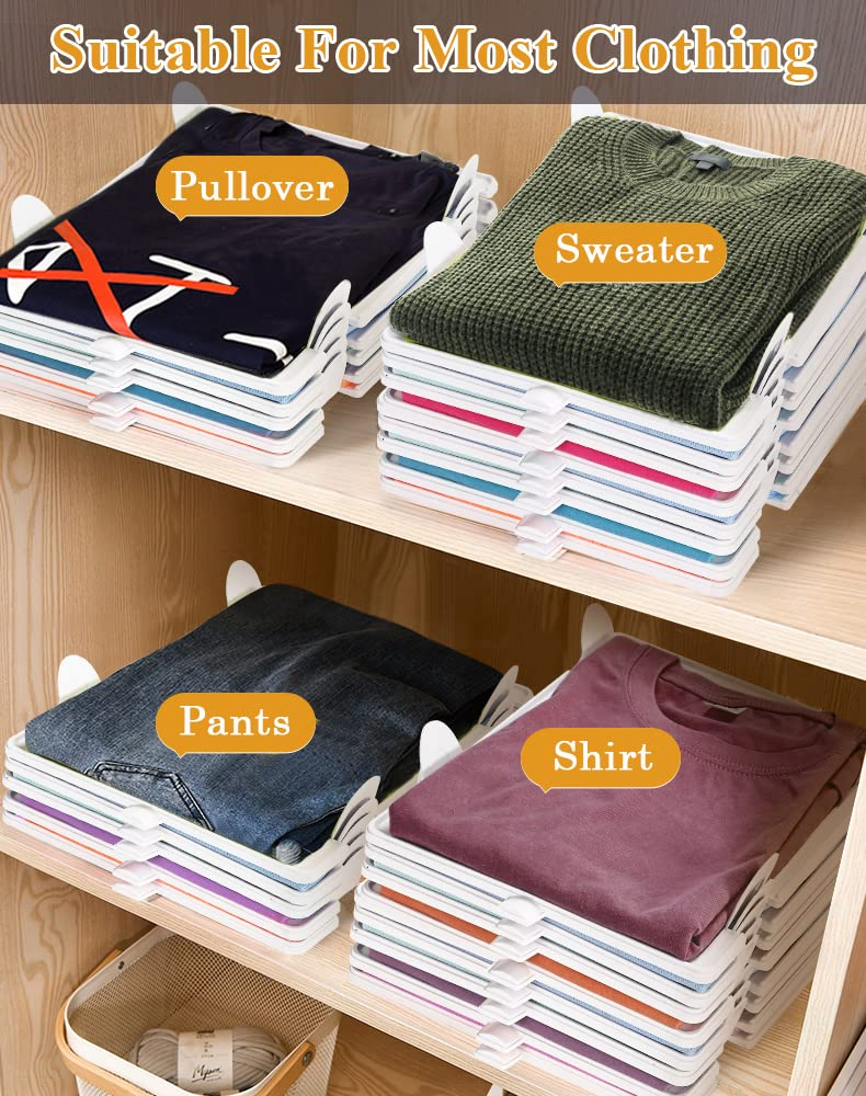 10-Packed Stackable Shirt Organizer for Efficient Closet Storage and Easy Access