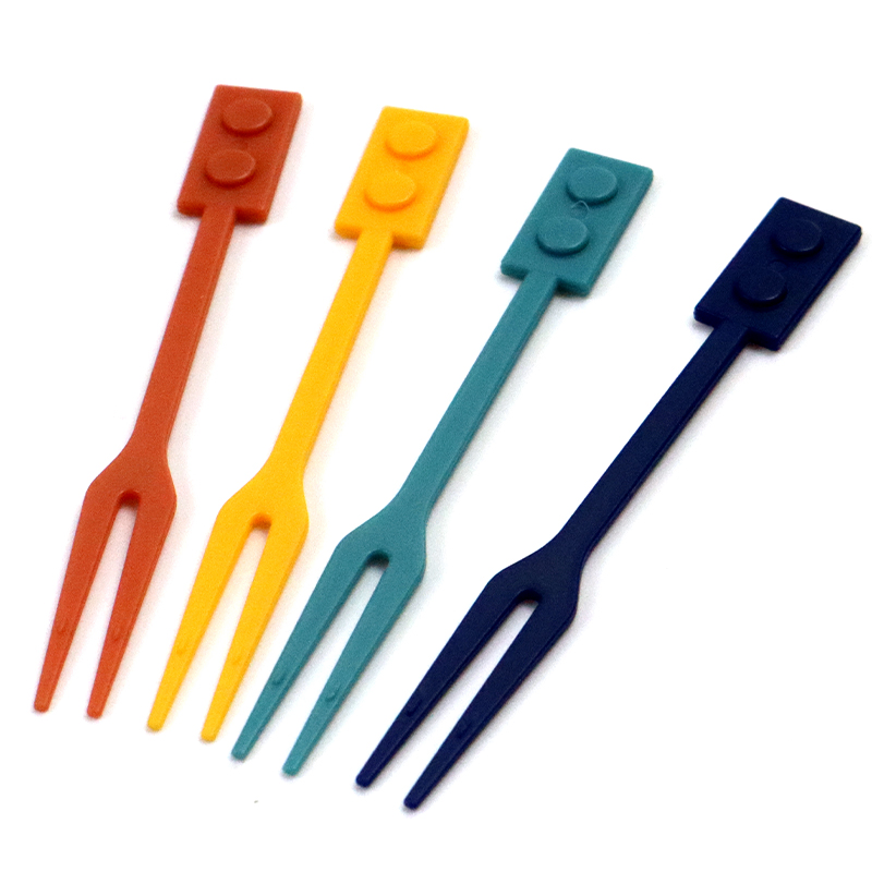 Disposable Plastic Cutlery 90mm PS 90mm Block Shaped Fruit Fork