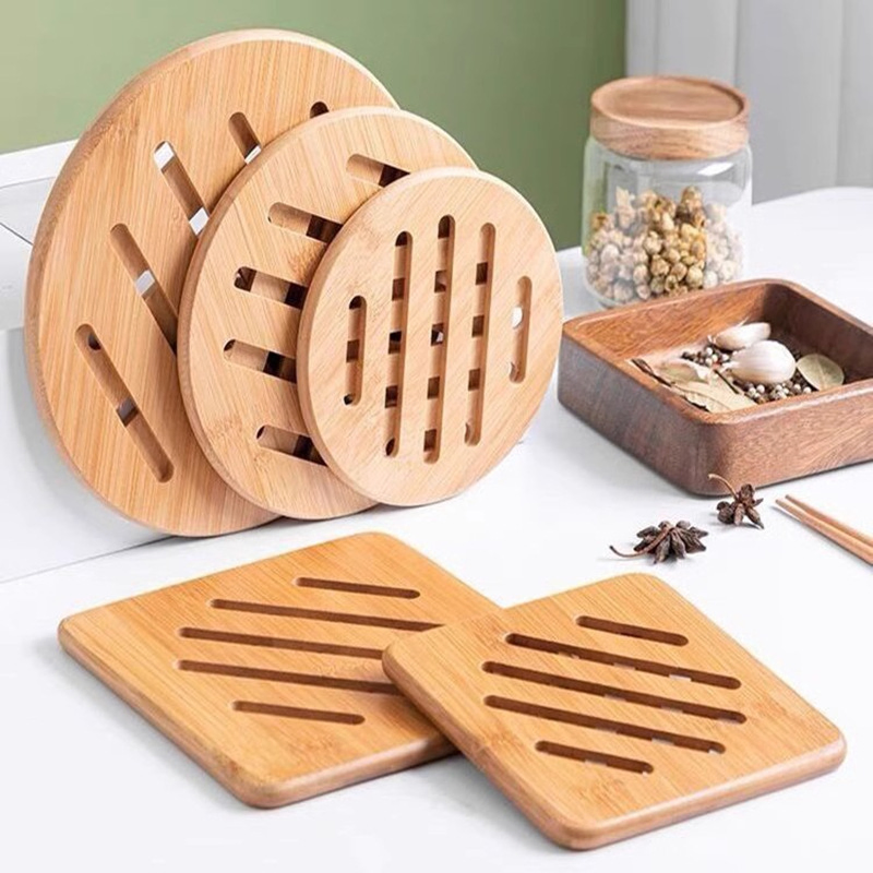 Bamboo Cup Pad Plate Home Use Mat - Snowflake-Shaped Fireproof Insulation Pads