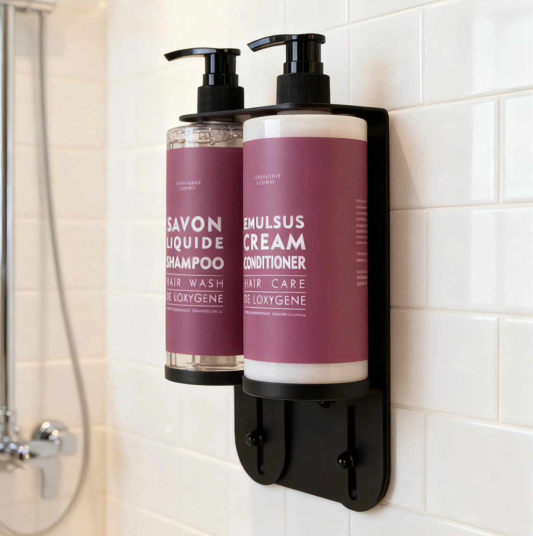 OEM Black Triple Stainless Steel Brackets for 500ml Liquid Soap Dispenser Holder