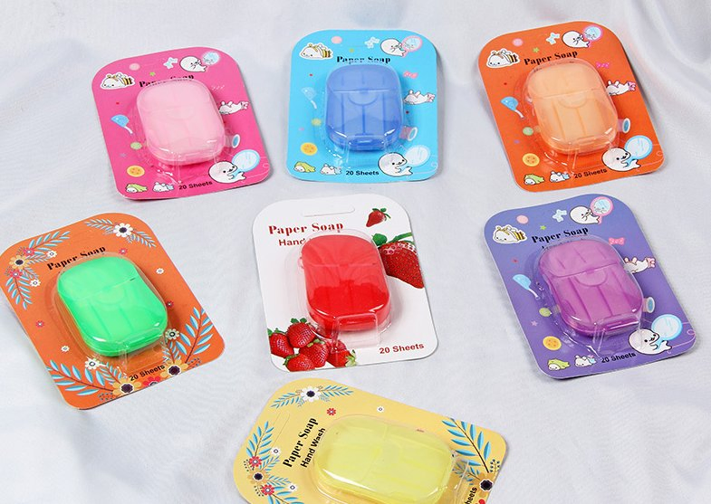Custom Package Colorful Toilet Beauty Disposable Portable Mini Paper Soap for Travel