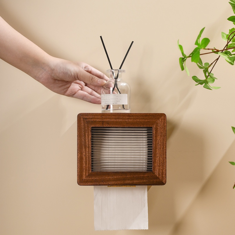 Sleek Wooden Box for Your Kitchen Tissue and Toilet Paper Roll Dispenser