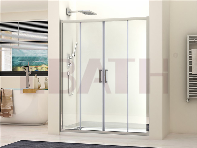 Bathroom Shower: Steel Door Handle Glass Shower Enclosure