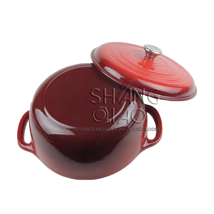 Чугунная жаровня 3 кварты с эмалью, красная