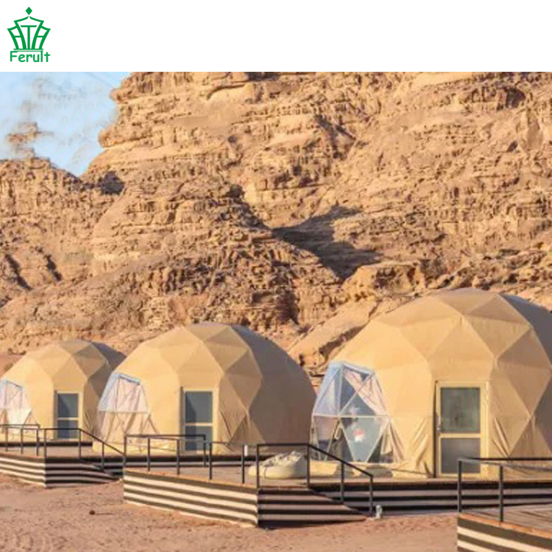 6m Diameter Luxury Platform Desert Glamping Steel Dome House Tent House for Outdoor Camping