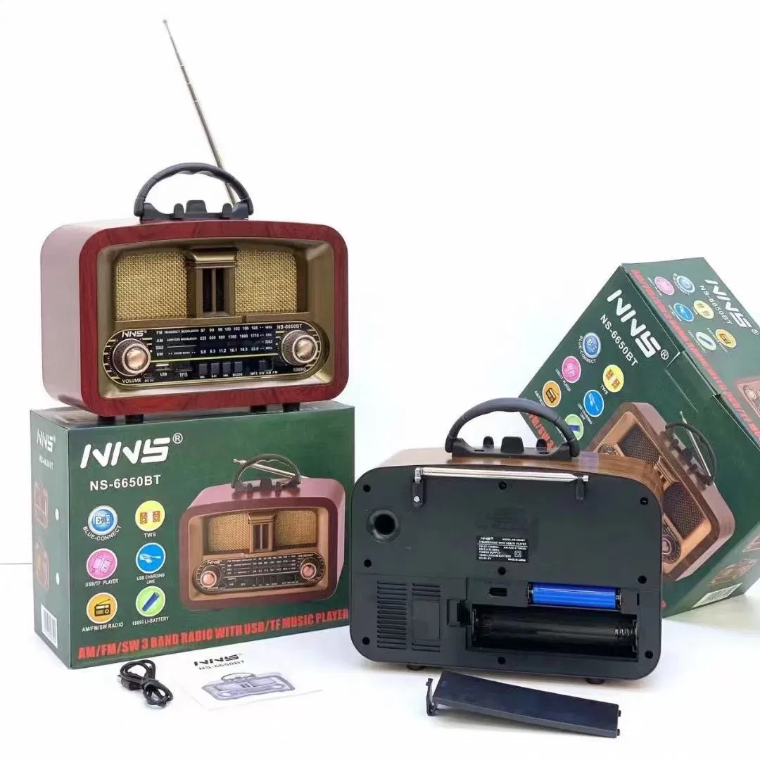 Ретро-радио NS-6650BT с Bluetooth, деревянный корпус