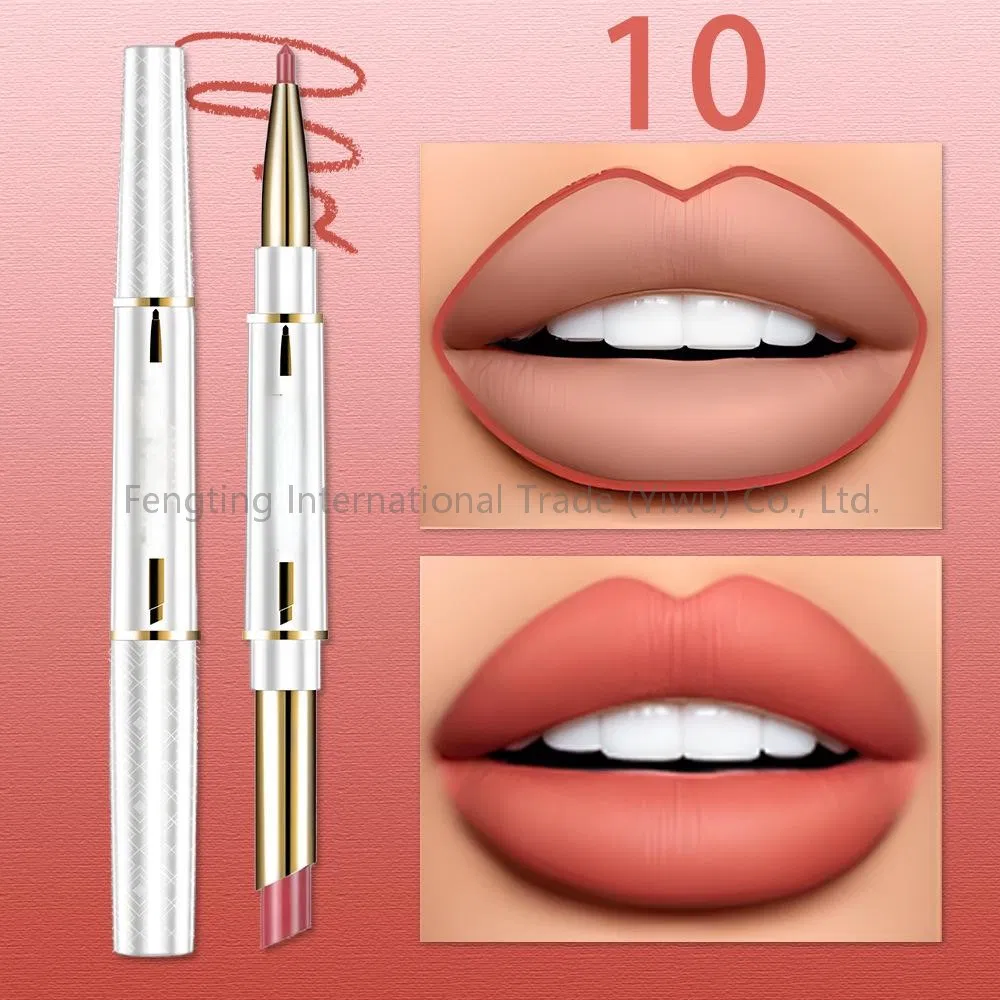 Custom 2 in 1 Lipstick Lip Liner Long Lasting Waterproof Matte for Women Korean Cosmetics Beauty Make up Fade Resistant Double-Head Lip Liner