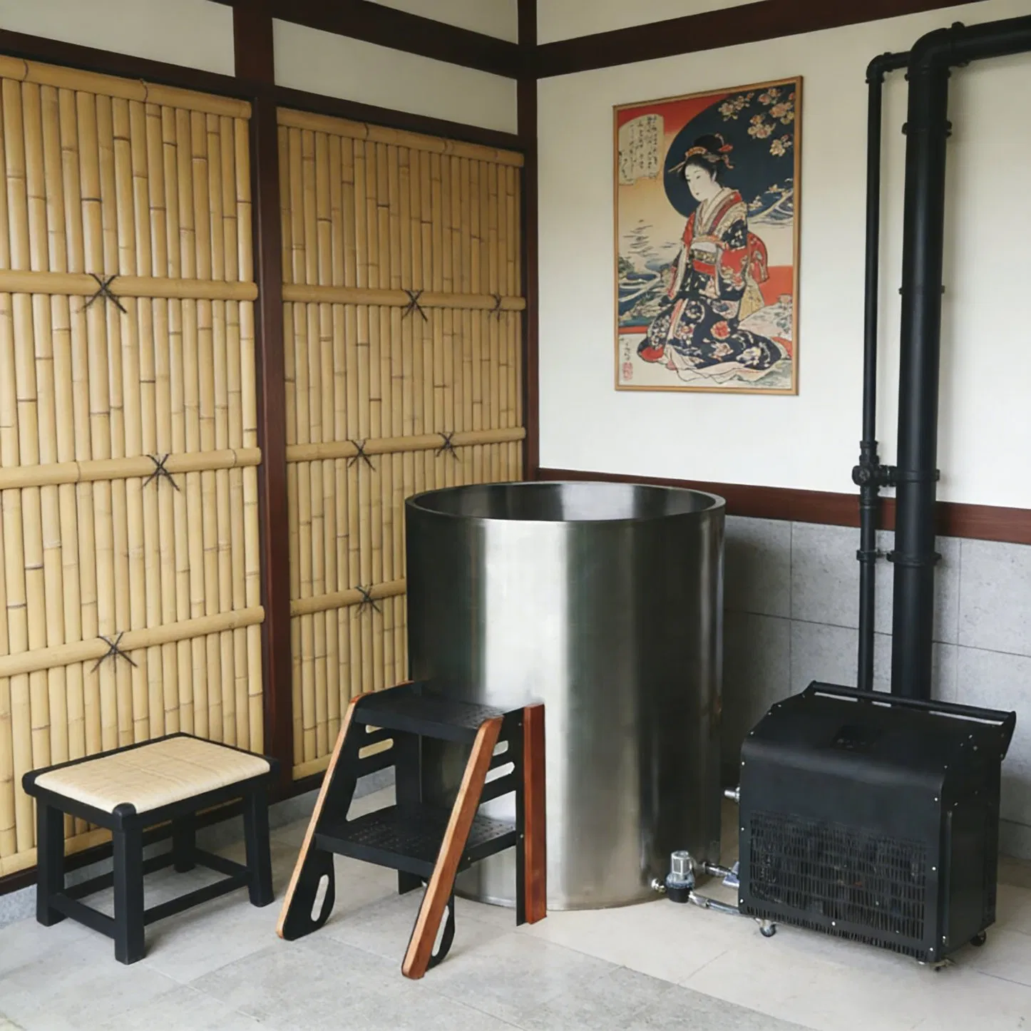 Премиум ледяная ванна из нержавеющей стали и дерева