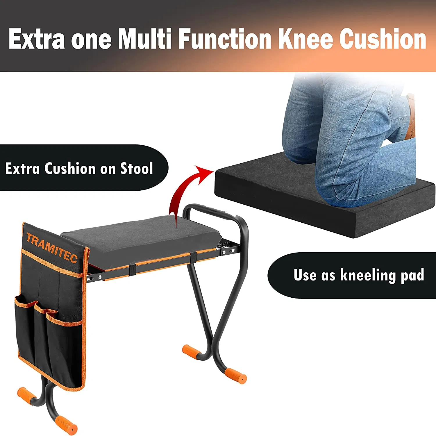 Garden Kneeler and Seat Foldable Garden Stool Kneeling Pad Garden Cart Tools