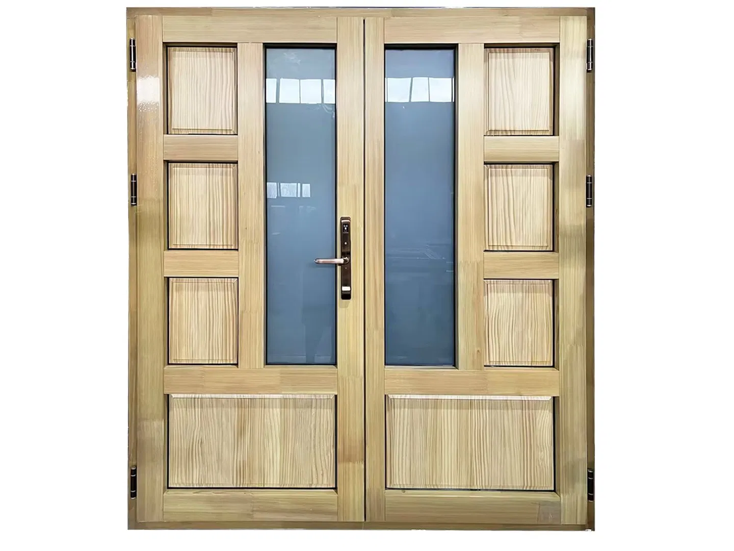 Heavy-Duty Aluminum Clad Wood Double Swing Doors with Composite Core & Clear Glass