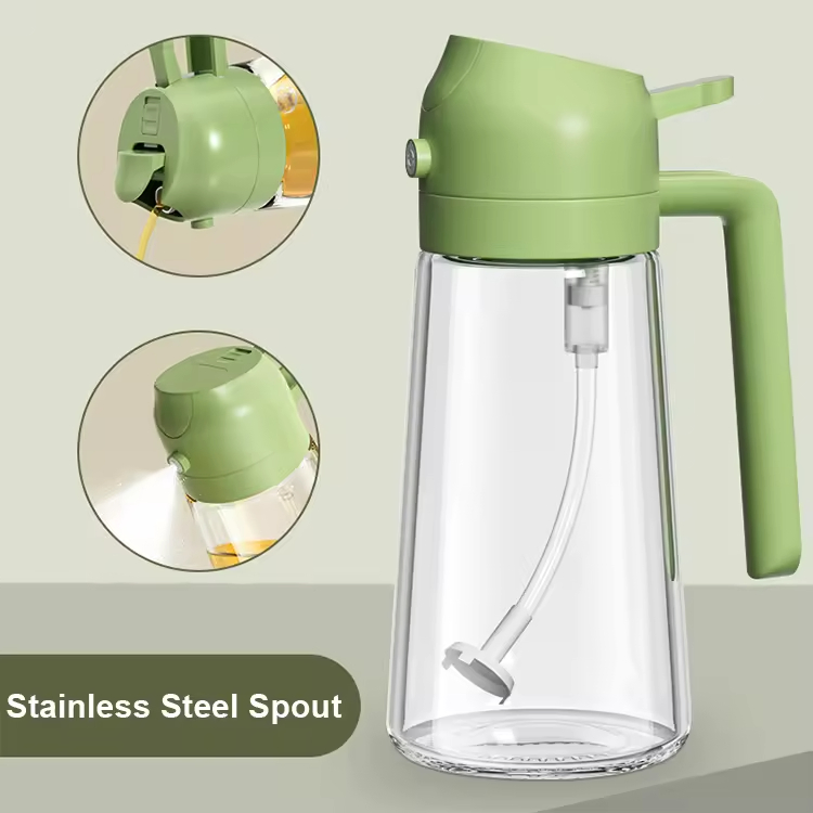 Oil Sprayer for Cooking 2 in 1 Oil Spray Dispenser Glass Bottle Food-Grade Material for Kitchen Salad Dressing Frying Air Fryer