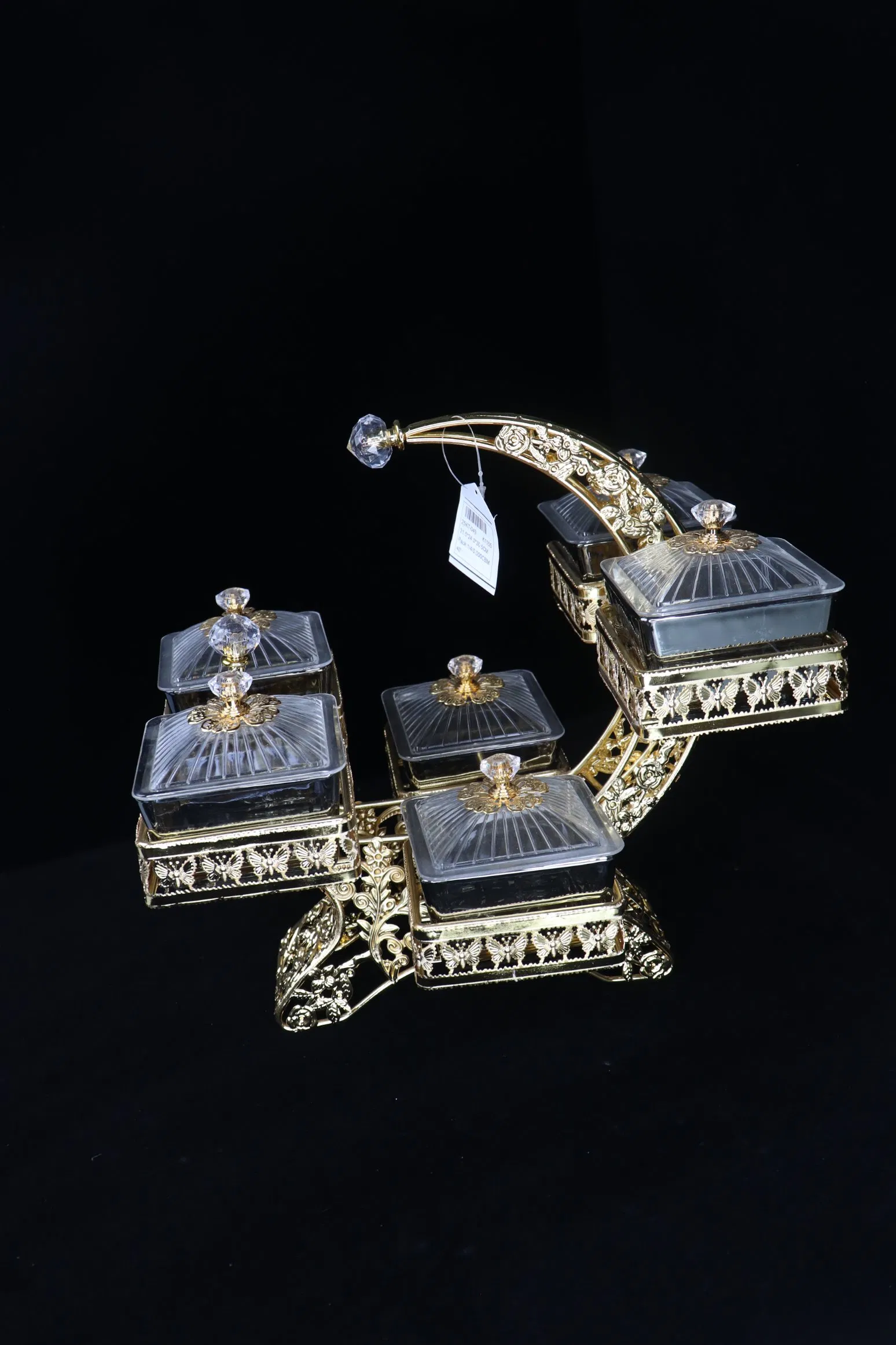 Elegant Glass Jar and Gold-Plated Iron Candy Bowl Decor Set