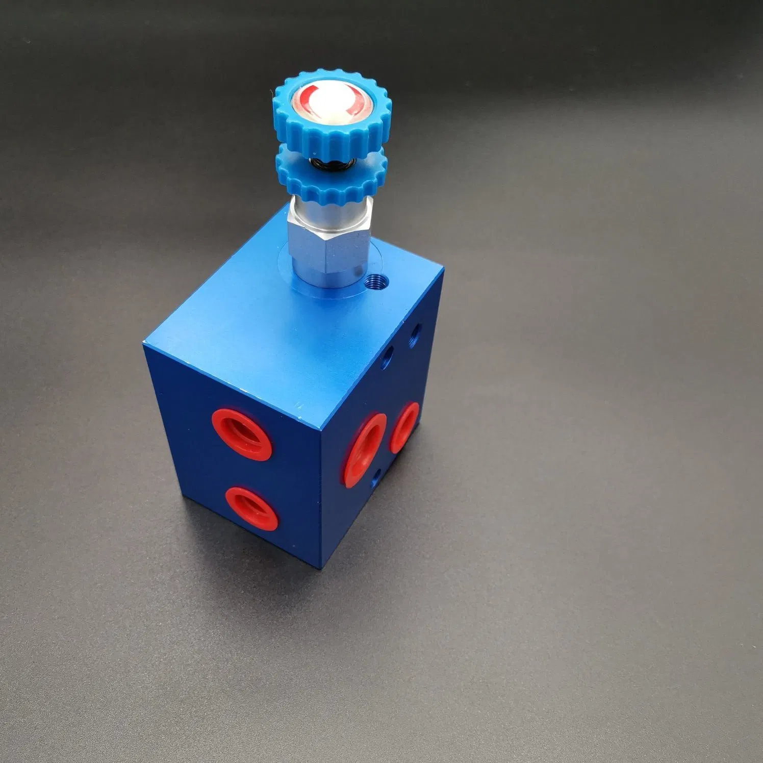Blue Oxidation CNC Machined One Station Valve Blocks with Relief Valve