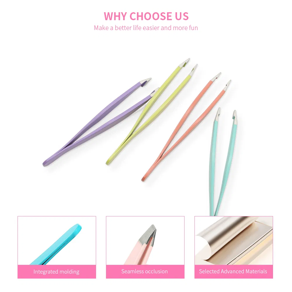 Mini Beauty Care False Eyelash Cosmetic Makeup Tools Stainless Steel Slanted Pointed Eyebrow Tweezers