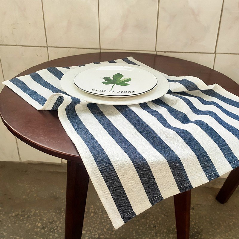 Blue Striped Cotton Kitchen Napkin Cloth Gourmet Table Cloth Tea Towel
