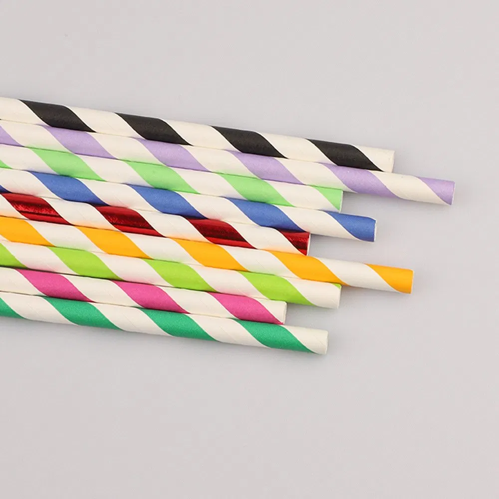 Paper Straw with Striped Design for Creative Colorful Drinks, Fruit Juices, Milk Teas. One-Time Degradable Paper Straw Manufacturer for Wholesale.