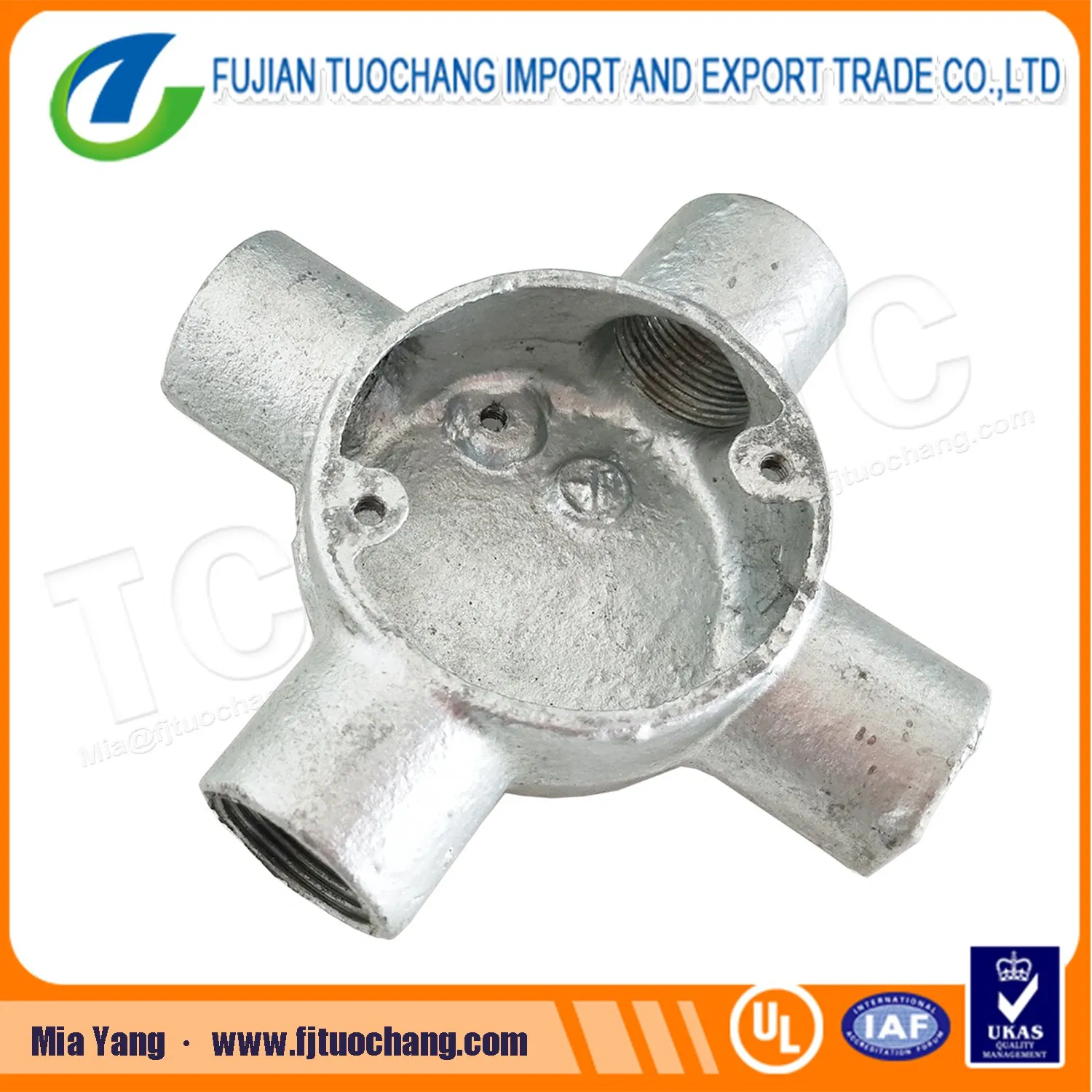 Circular Malleable Iron Cross Four Way Junction Box