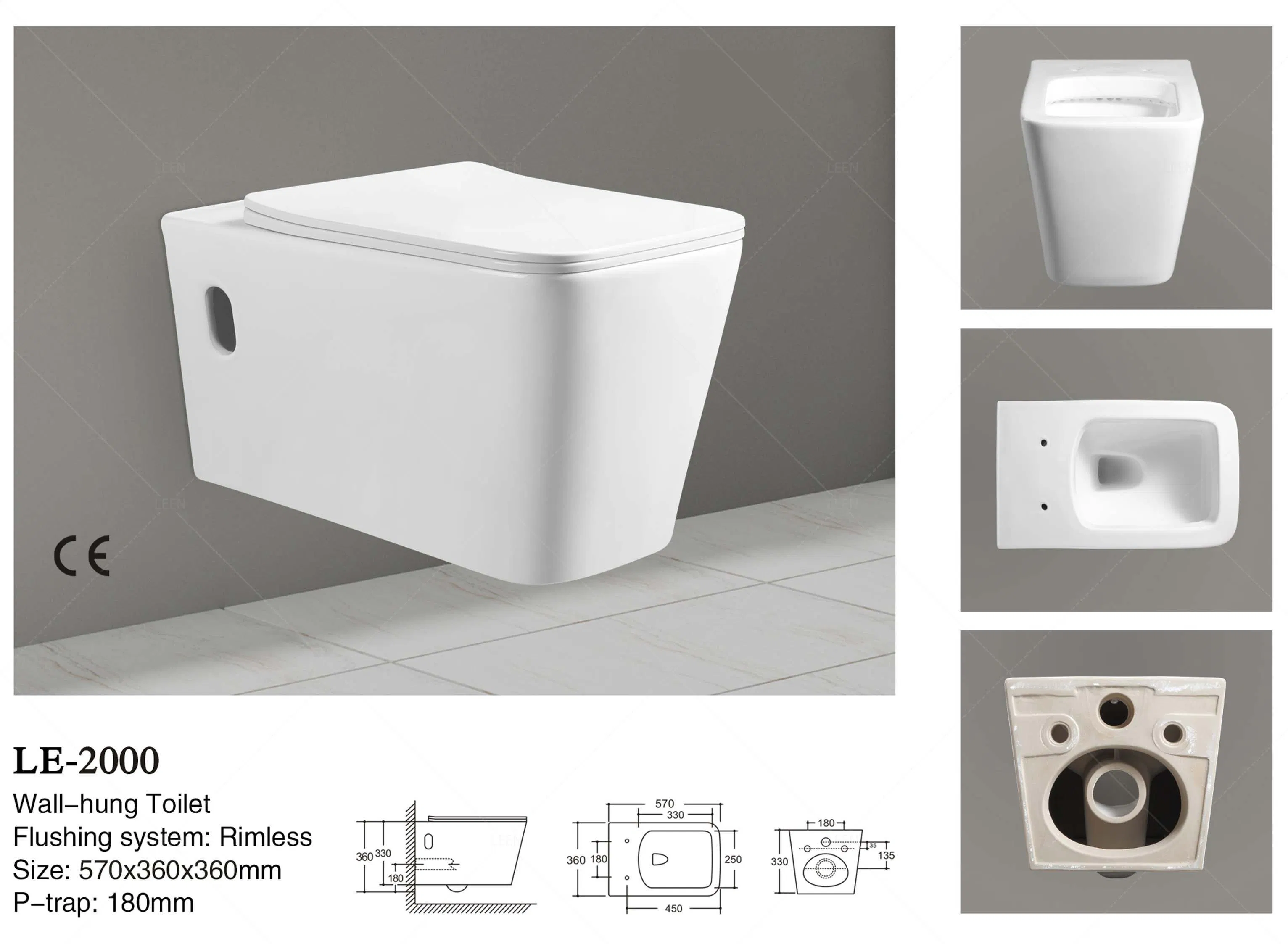 High Quality Side Hole Square Concealed Wc Wall Hung Toilet