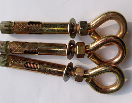 China Fasteners Yellow Zinc 3PCS/4PCS Shield Heavy Duty Bolt M6 M8 M10 Shield Wall Anchor Expansion Bolts with Eye Hook Popular 1