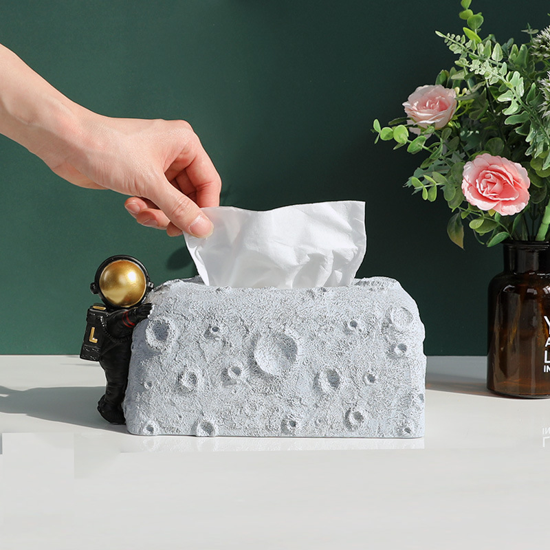 Custom Facial Tissue Paper Box Tissue Home Tabletop Resin Astronaut Tissue Box Nordic
