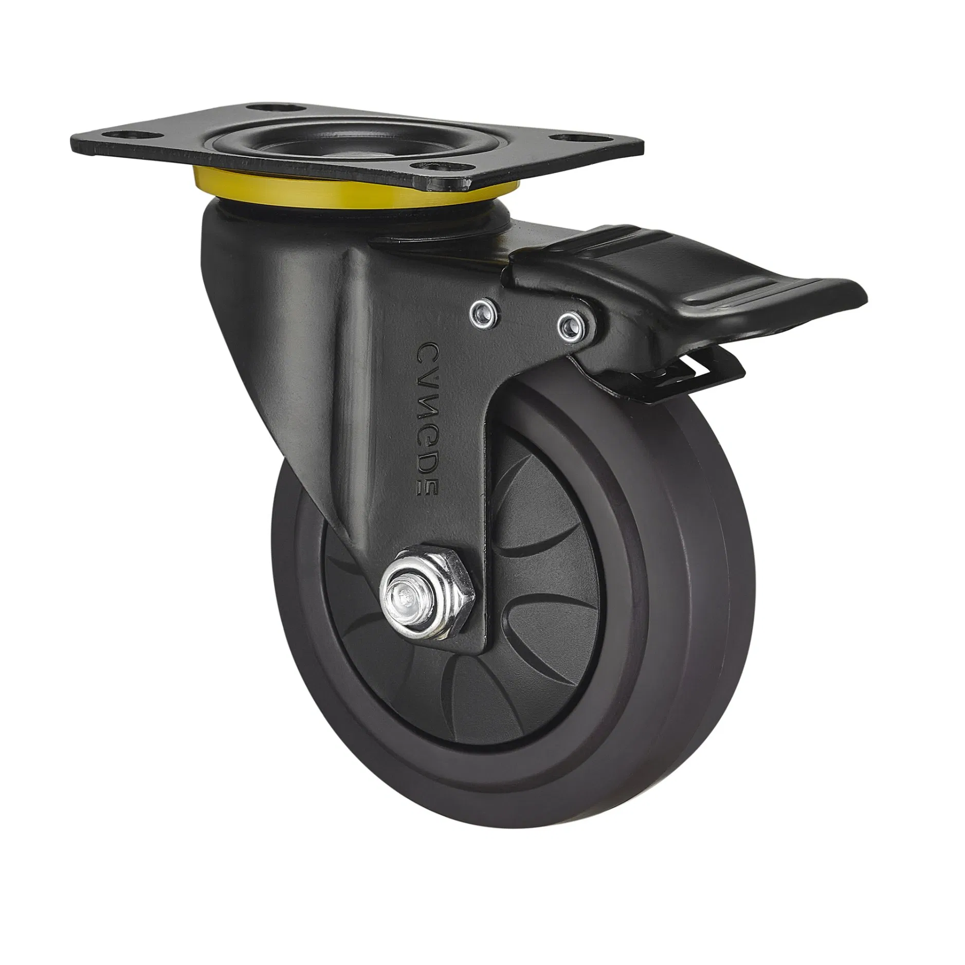 Brown TPR Rubber Medium Duty Casters - Silent & Elastic 2.5/3/4/5 Inch Industrial Casters with Swivel, Fixed, Brake Options