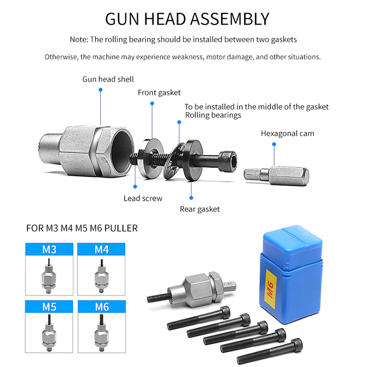 M3 M4 M5 M6 Cordless Rivet Gun Kit Automatic Lithium Battery Electric Blind Nut Riveter Tool