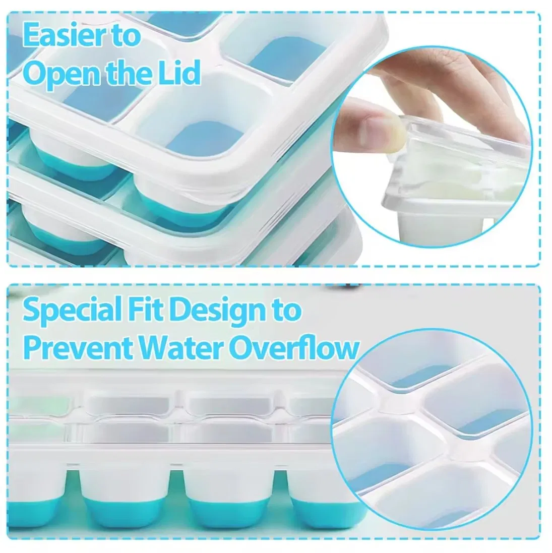 Силиконовая форма для льда с крышкой, 14 ячеек