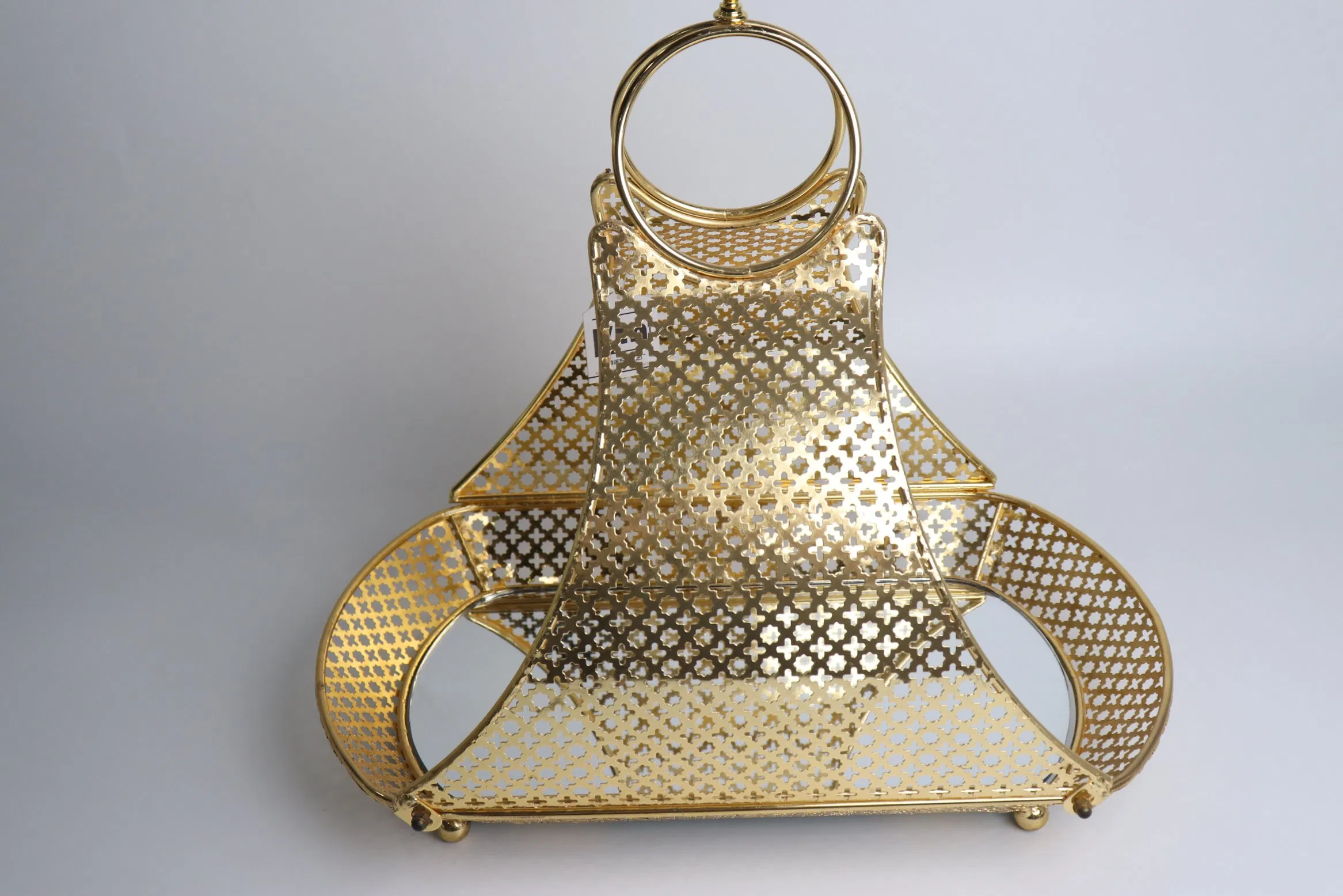 Gold Plated Wrought Iron with Glass Home Restaurant Candy Decoration Plate