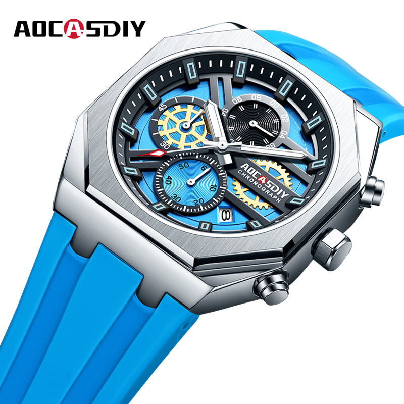 New Men's Sports Multifunctional Quartz Watch Waterproof Luminous Wristwatch