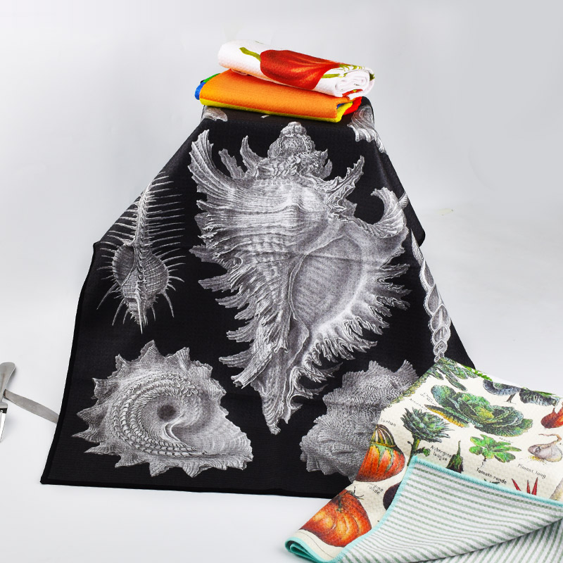 Wholesale Embroidered Logo Tea Towel 40*60cm Hanging Customized Printed Waffle Kitchen Tea Towels