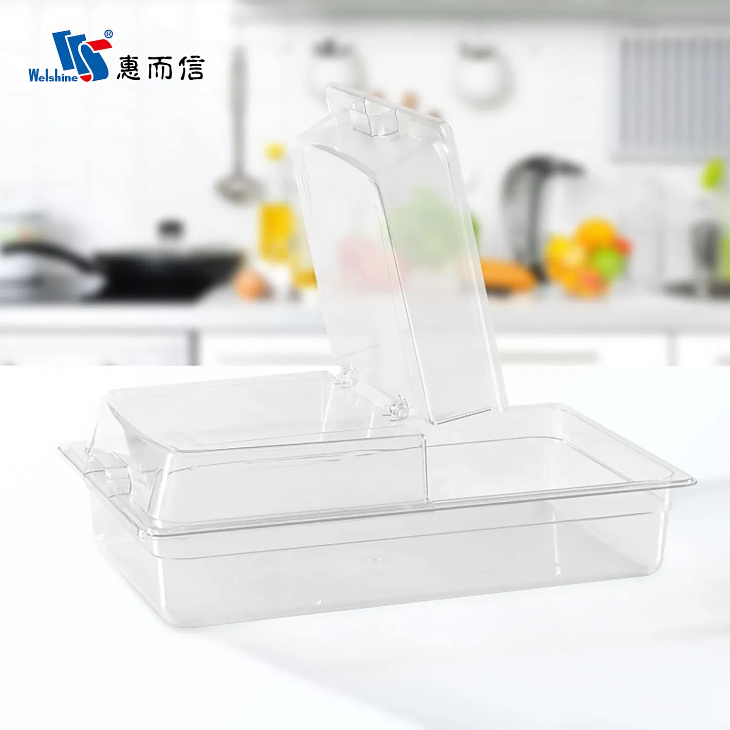Flip-Open Clear PC Display Stackable Plate Restaurant Food Cover